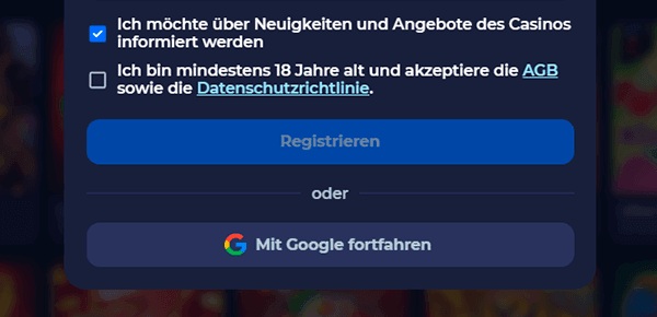 Wählen Sie eine Registrierungsmethode